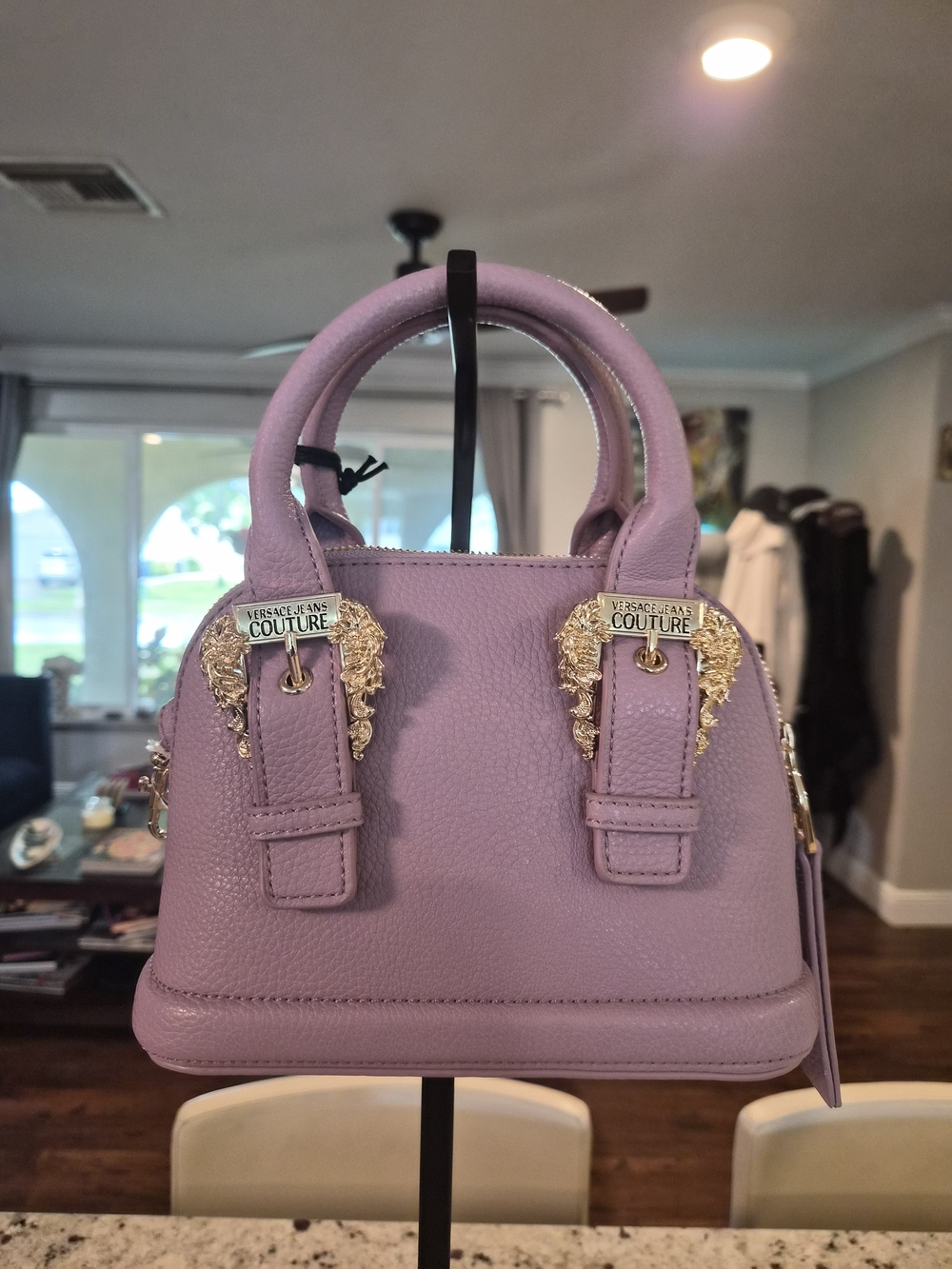 Versace Jeans Collection Lavender Leather Mini Satchel